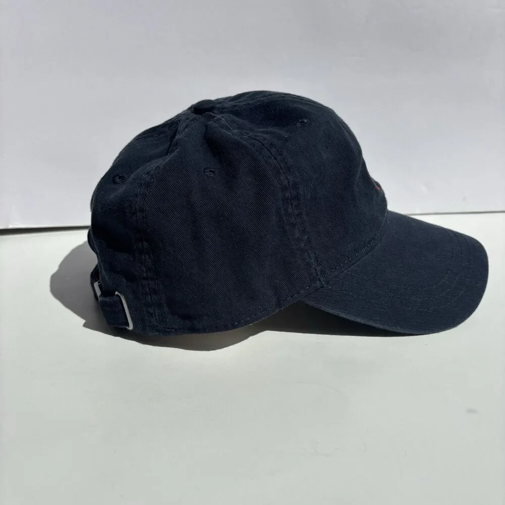 J. Crew Baseball Hat Navy Blue With Red Embroidered Crab Adjustable Logo on Back